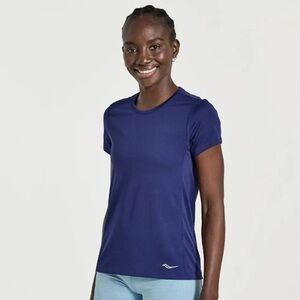 SAUCONY Women's Re-Imagined Stopwatch Short Sleeve in Navy Size Large